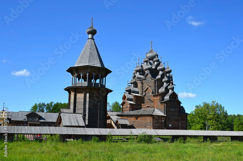 The complex "Manor Bogoslovka" in the style of Russian wooden architecture.