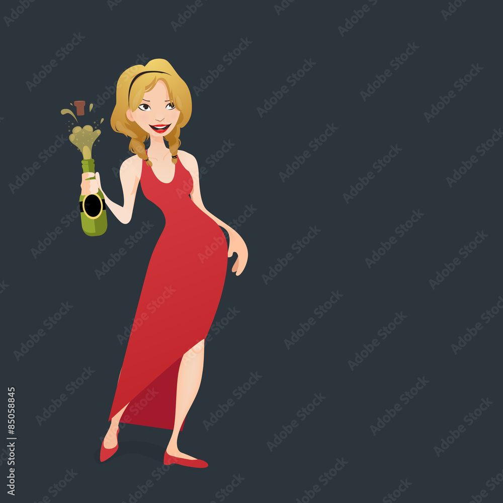 Girl holding a bottle of Champagne Girl holding a bottle of Champagne