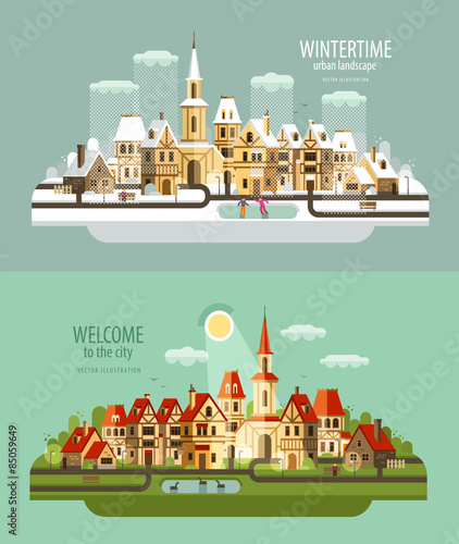 city, town vector logo design template. house, building or