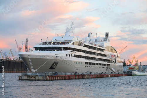 St. Petersburg, Russia, June, 7, 2015: Tourist ship on a Neva river in St. Petersburg