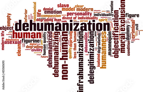 Dehumanization word cloud concept. Vector illustration