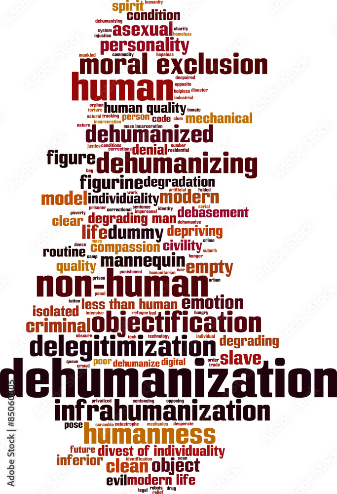 Obraz premium Dehumanization word cloud concept. Vector illustration