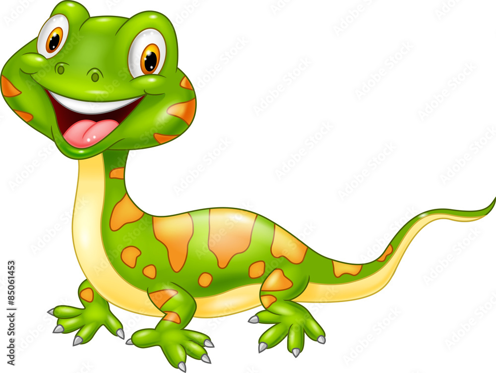 Naklejka premium Cartoon cute lizard.