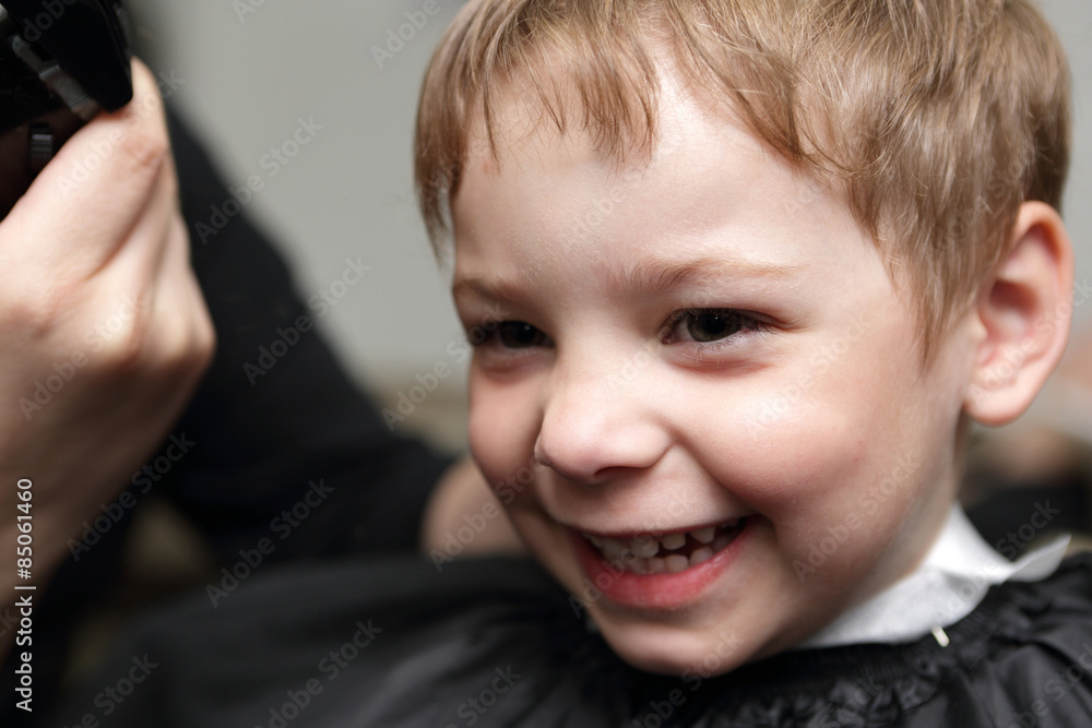 Happy boy at barbershop Happy boy at barbershop