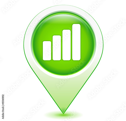 barres de réception réseau sur marqueur géolocalisation vert