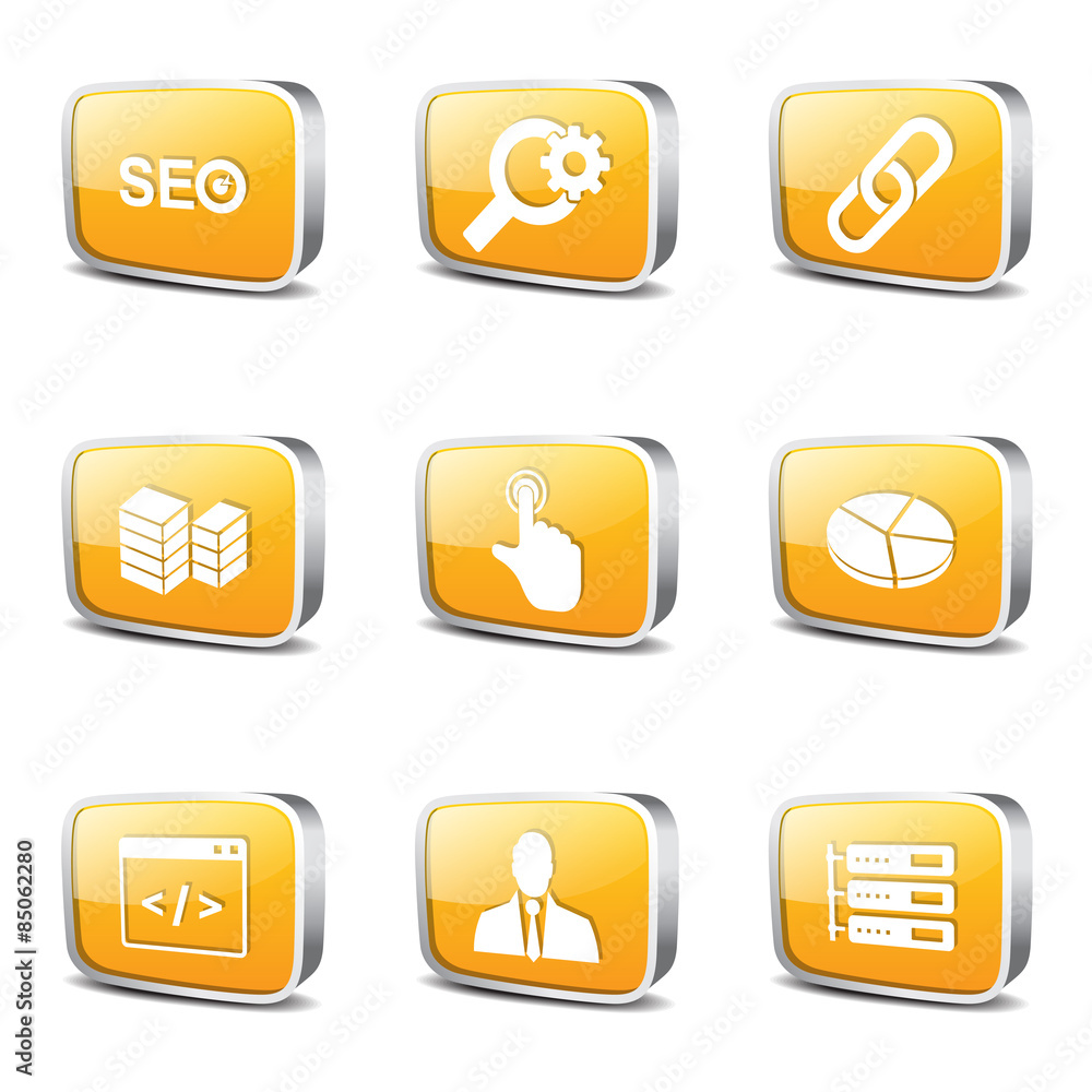Fototapeta premium SEO Internet Sign Square Vector Yellow Icon Design Set 11