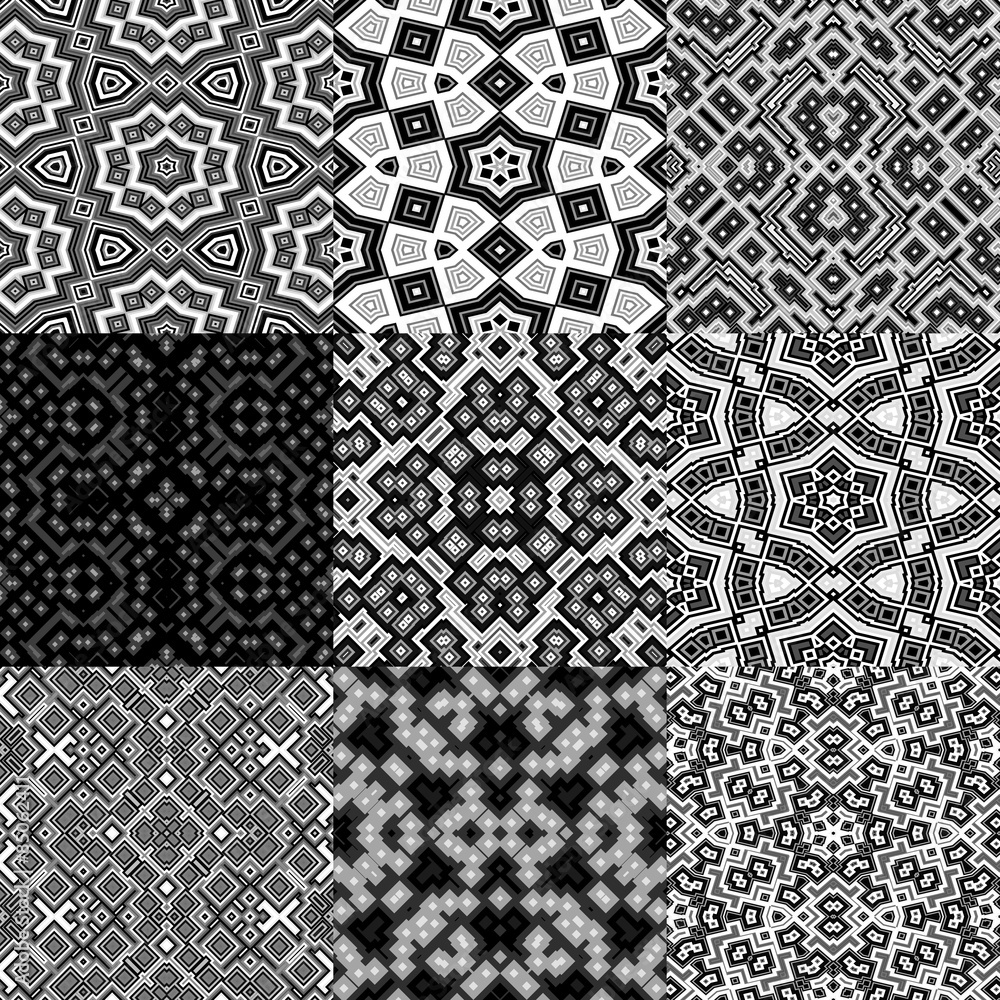 Set of cubes kaleidoscopic seamless generated textures