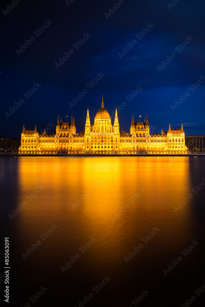 Hungarian Parliament Building in golden light, Budapest