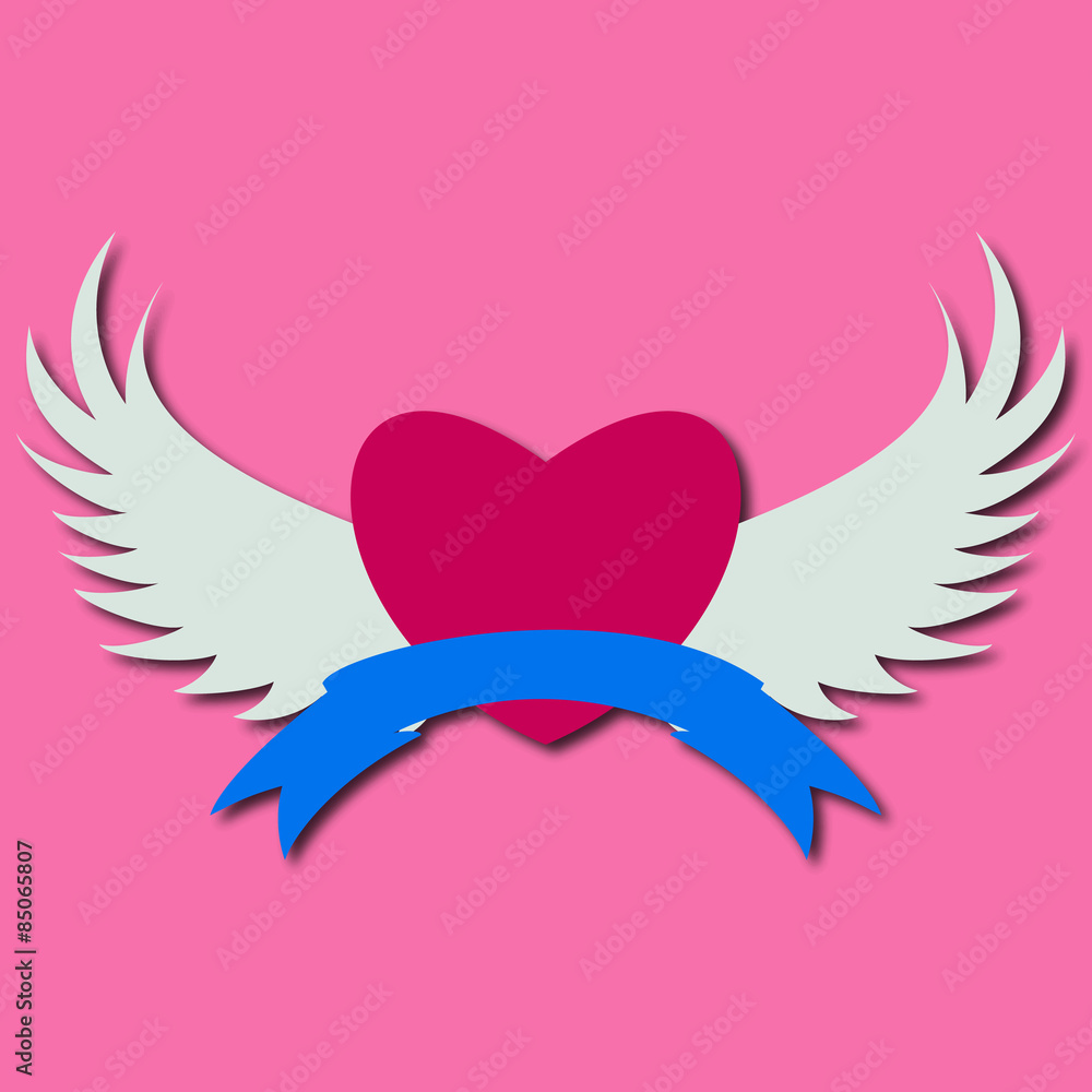 Obraz premium logo of beautiful heart with wings and lettering. vector