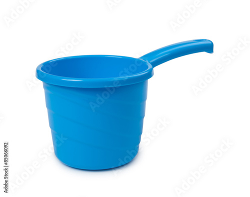 blue plastic bucket isolated on white background