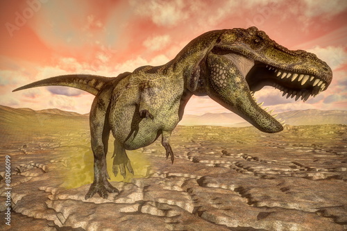 Tyrannosaurus rex dinosaur roaring - 3D render