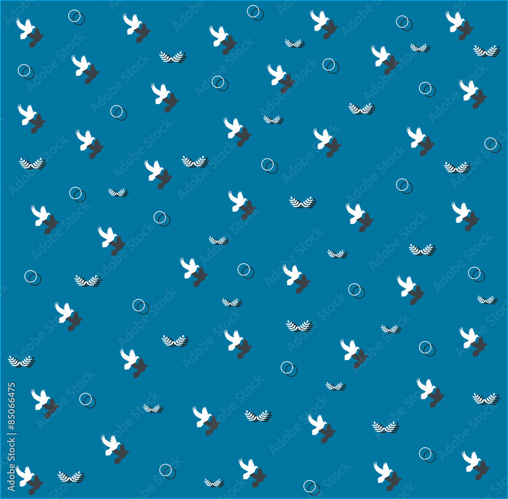blue birds print with olive leafs