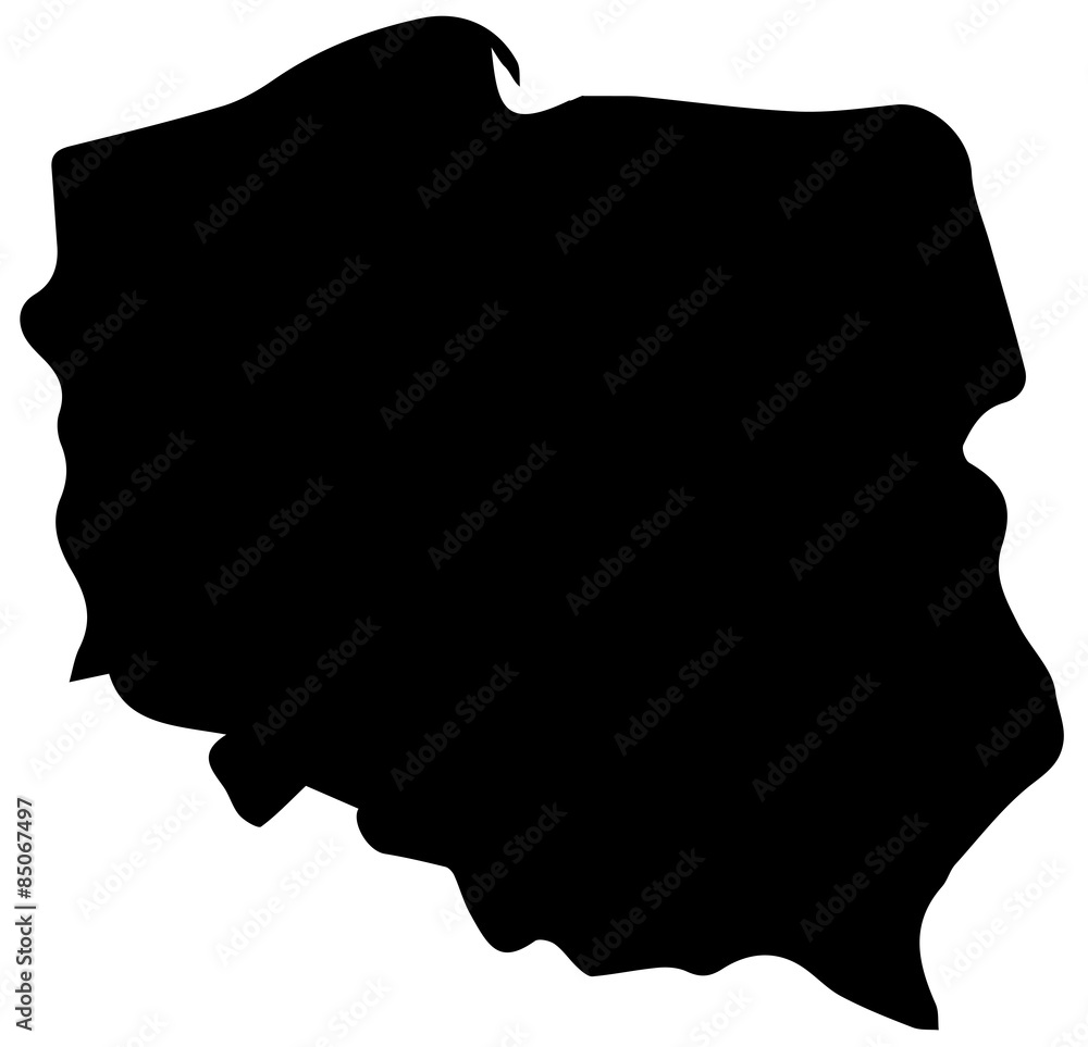 Obraz premium Mapa Polski Wypełnione Czarnym Tłem