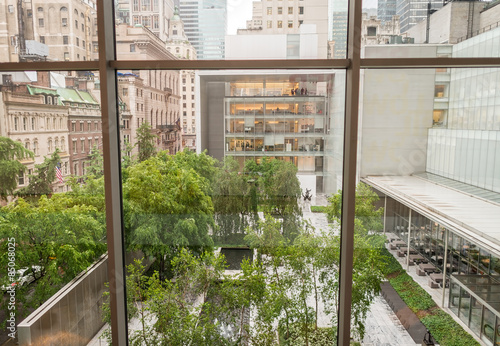 Photography Manhattan skyline from modern huge windows