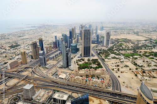 Aerial view of World Trade center in Dubai