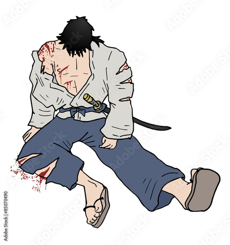 samurai wounded illustration