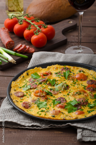 Mens omelette with chorizo