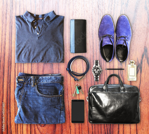 set of men's clothing and accessories