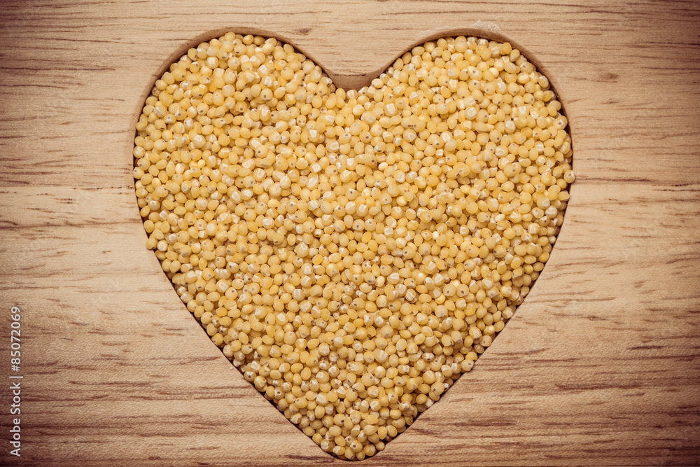 Millet groats heart shaped Millet groats heart shaped