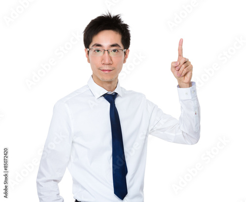 Asian businessman with finger point up