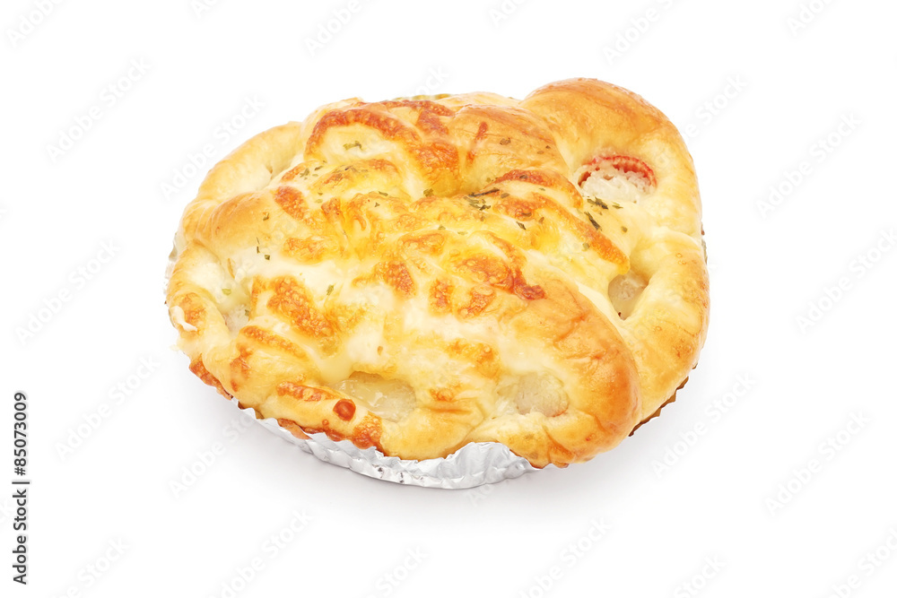 sweet bread on foil on white background sweet bread on foil on white background