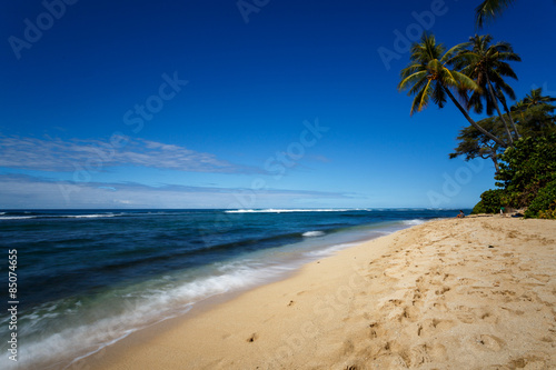 Tropical white sand beach in Oahu, Hawaii