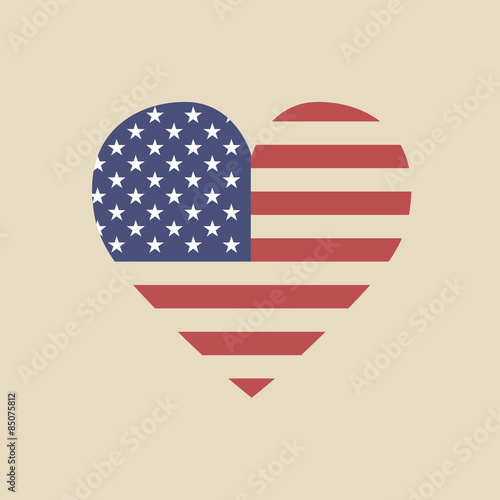 USA America heart flag