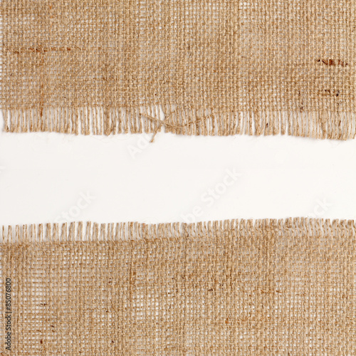 Картината върху платно texture of Burlap hessian square with frayed edges on white background