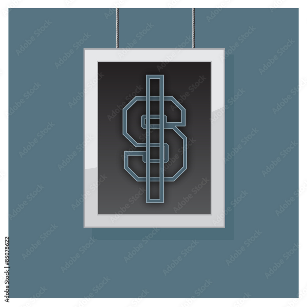 Business Vector money symbols in the frame and the image on the Business Vector money symbols in the frame and the image on the