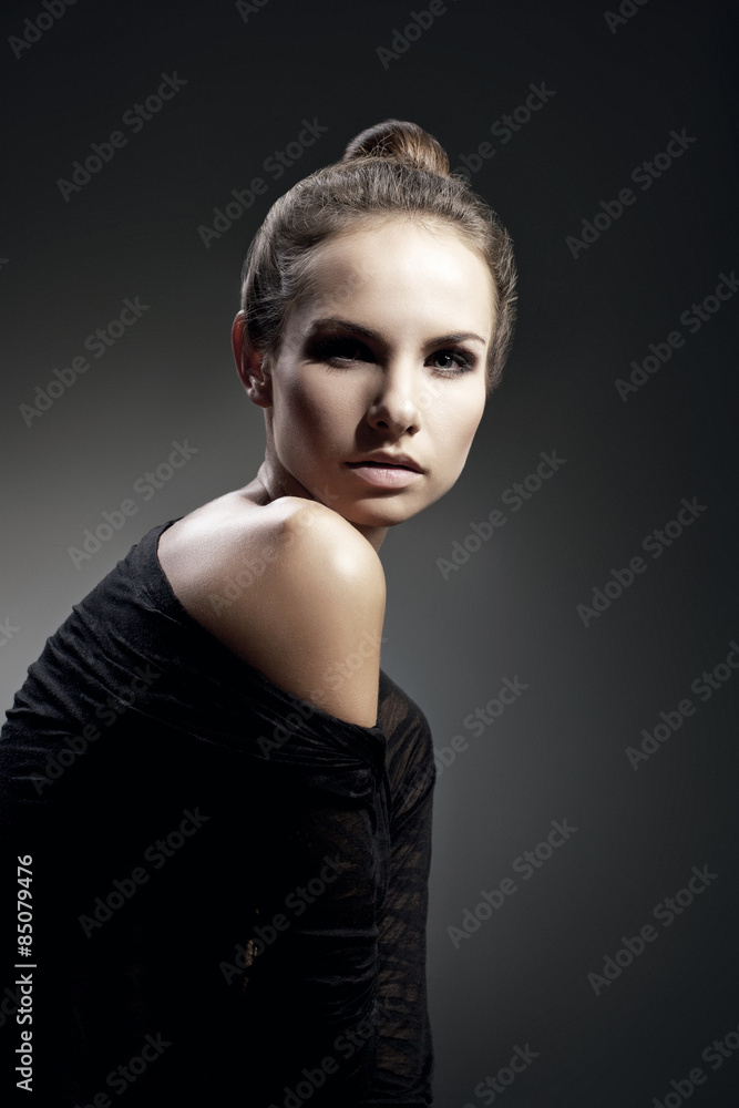 Fototapeta premium Russian beautiful sexy girl with a graceful figure and the passion in the eyes