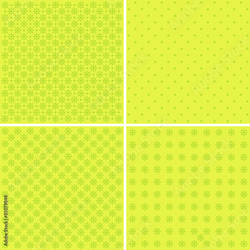 Vector set of 4 background patterns in pale green.