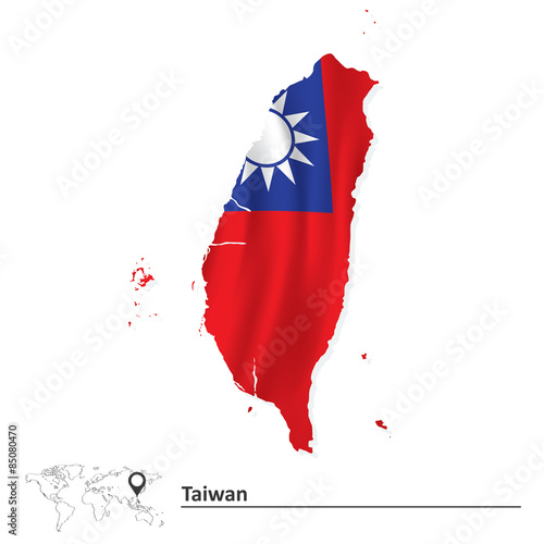 Map of Taiwan with flag