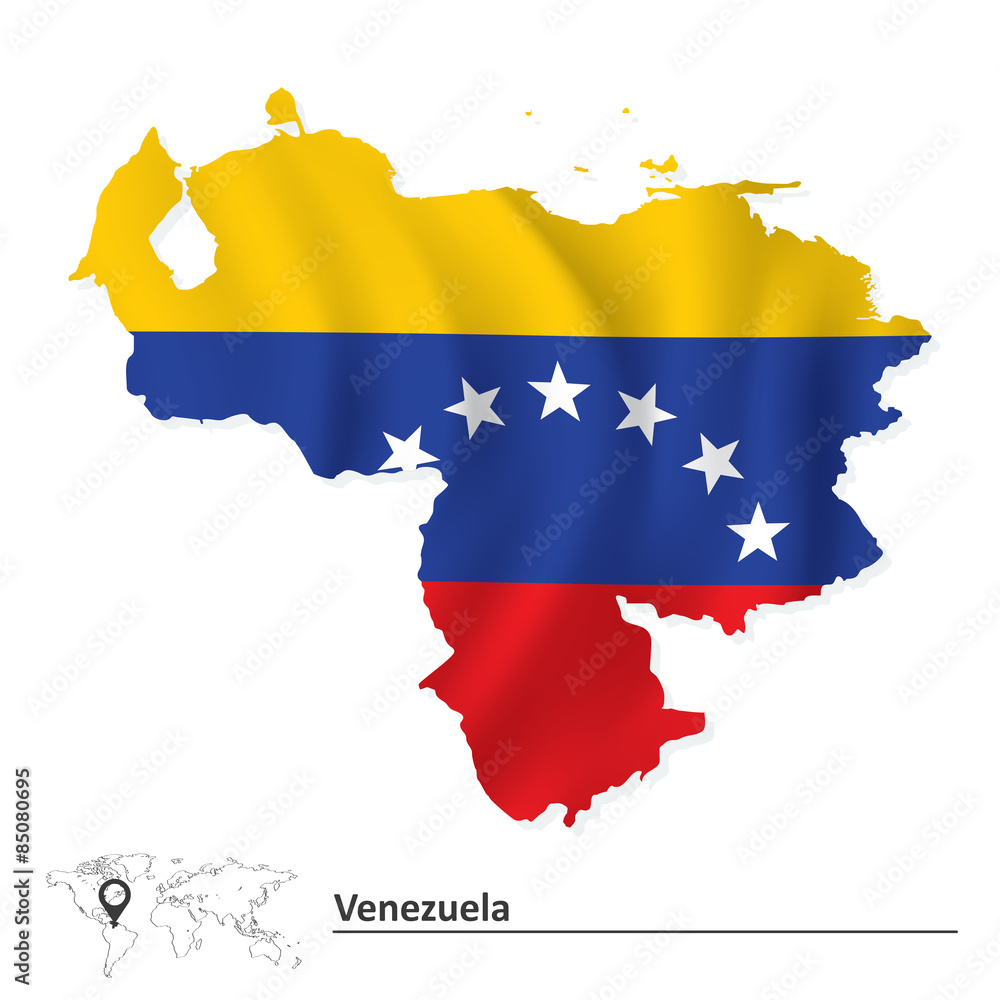 Obraz premium Map of Venezuela with flag