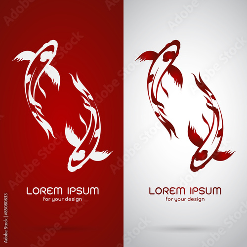 Vector image of an carp koi design on white background and red b
