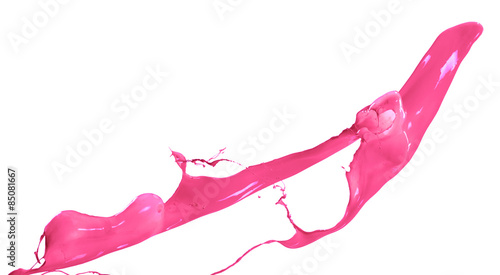 Pink paint splashing isolated on white background