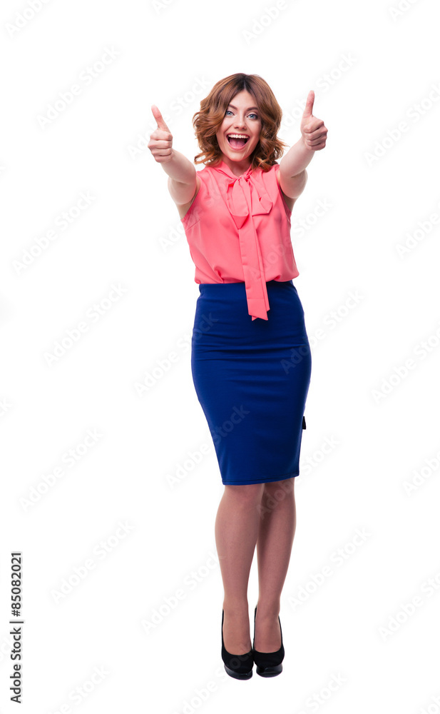 Cheerful woman showing thumbs up Cheerful woman showing thumbs up