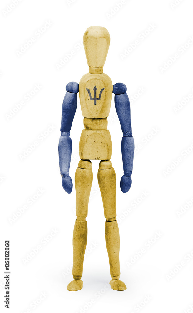 Wood figure mannequin with flag bodypaint - Barbados Wood figure mannequin with flag bodypaint - Barbados