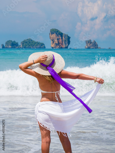 Beautiful woman on the beach. photo