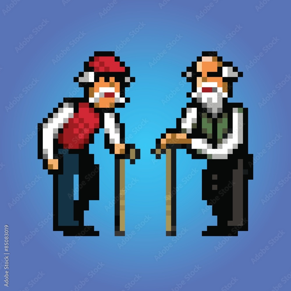 Obraz premium grandfather talking pixel art style