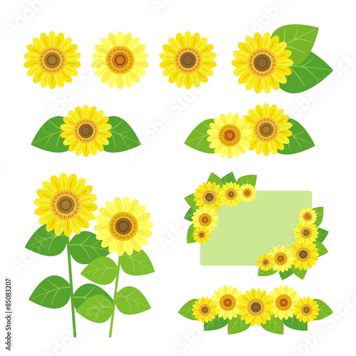 Fototapeta Naklejka Na Ścianę i Meble -  ひまわり 素材  / vector eps10