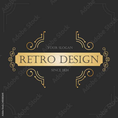  Art deco vintage design of retro flourishes frames.