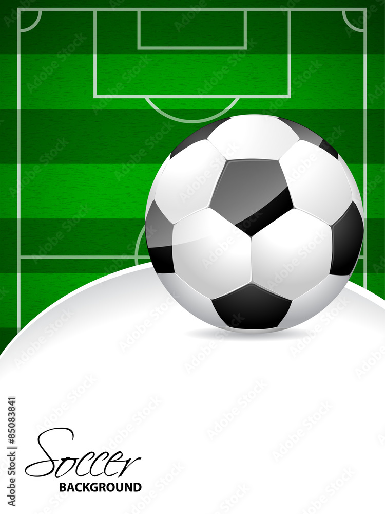 Soccer brochure design with soccer field and ball Soccer brochure design with soccer field and ball
