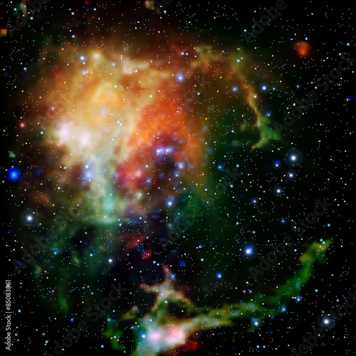 Colorful Universe filled with stars nebula and galaxy
