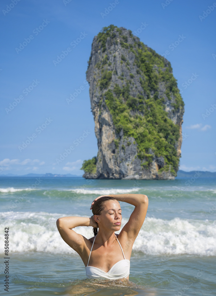Beautiful woman on the beach in Thailand Beautiful woman on the beach in Thailand