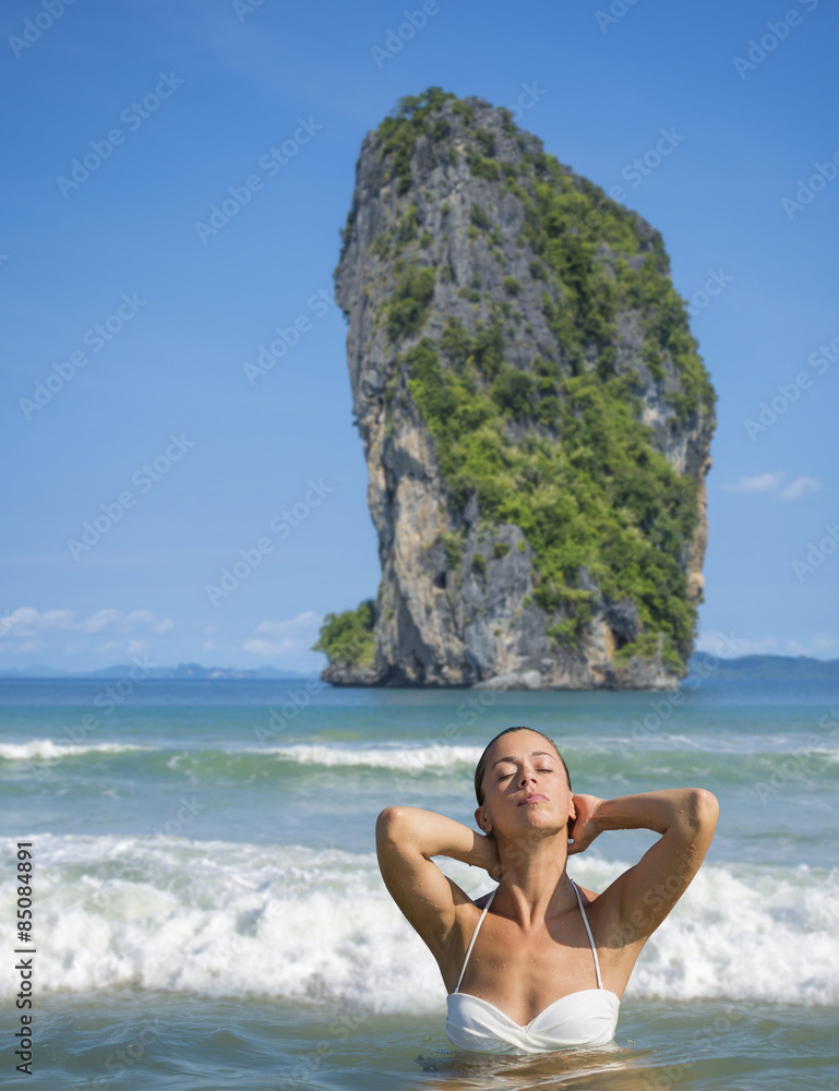 Beautiful woman on the beach in Thailand Beautiful woman on the beach in Thailand