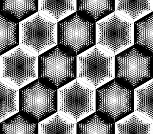 Design seamless monochrome hexagon geometric pattern