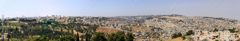 Wide big panorama of Jerusalem from southern side