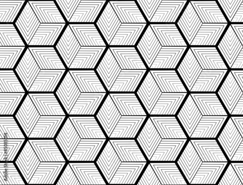 Design seamless monochrome hexagon geometric pattern