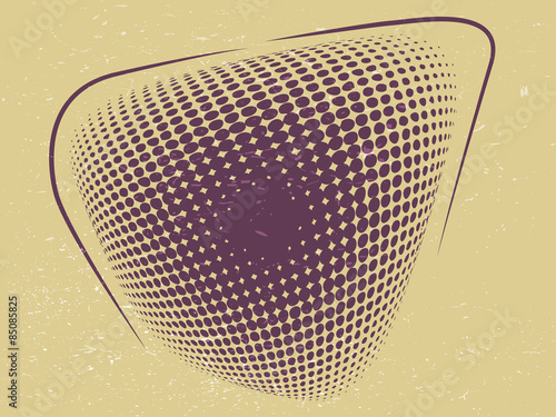 Retro old quadrilateral with halftone effect with waves
