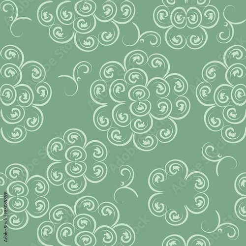 Seamless green ornament vector pattern